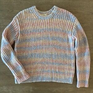 Marine‎ Layer Rainbow Multicolor Cotton Blend Pastel Quinn Pullover Sweater-XS